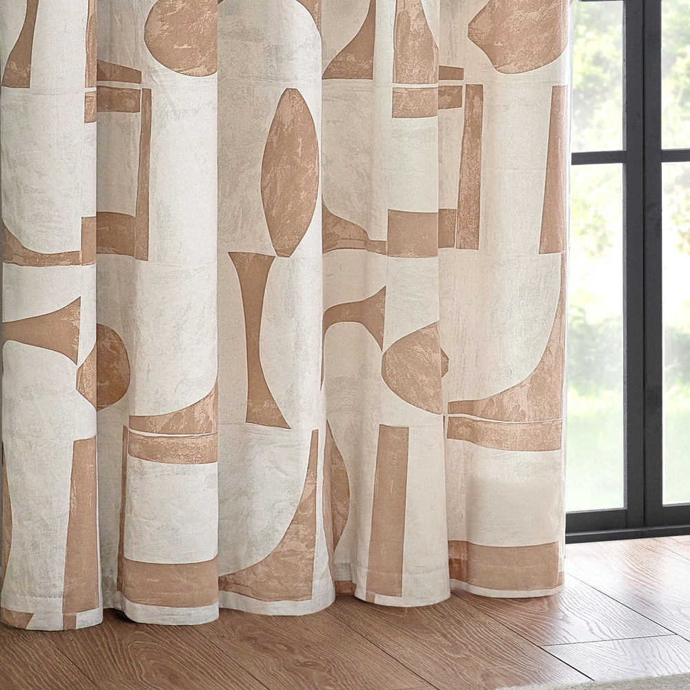 Carro Abstract 100% Cotton Lined Curtains