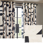 Carro Abstract 100% Cotton Lined Curtains