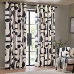 Carro Abstract 100% Cotton Lined Curtains