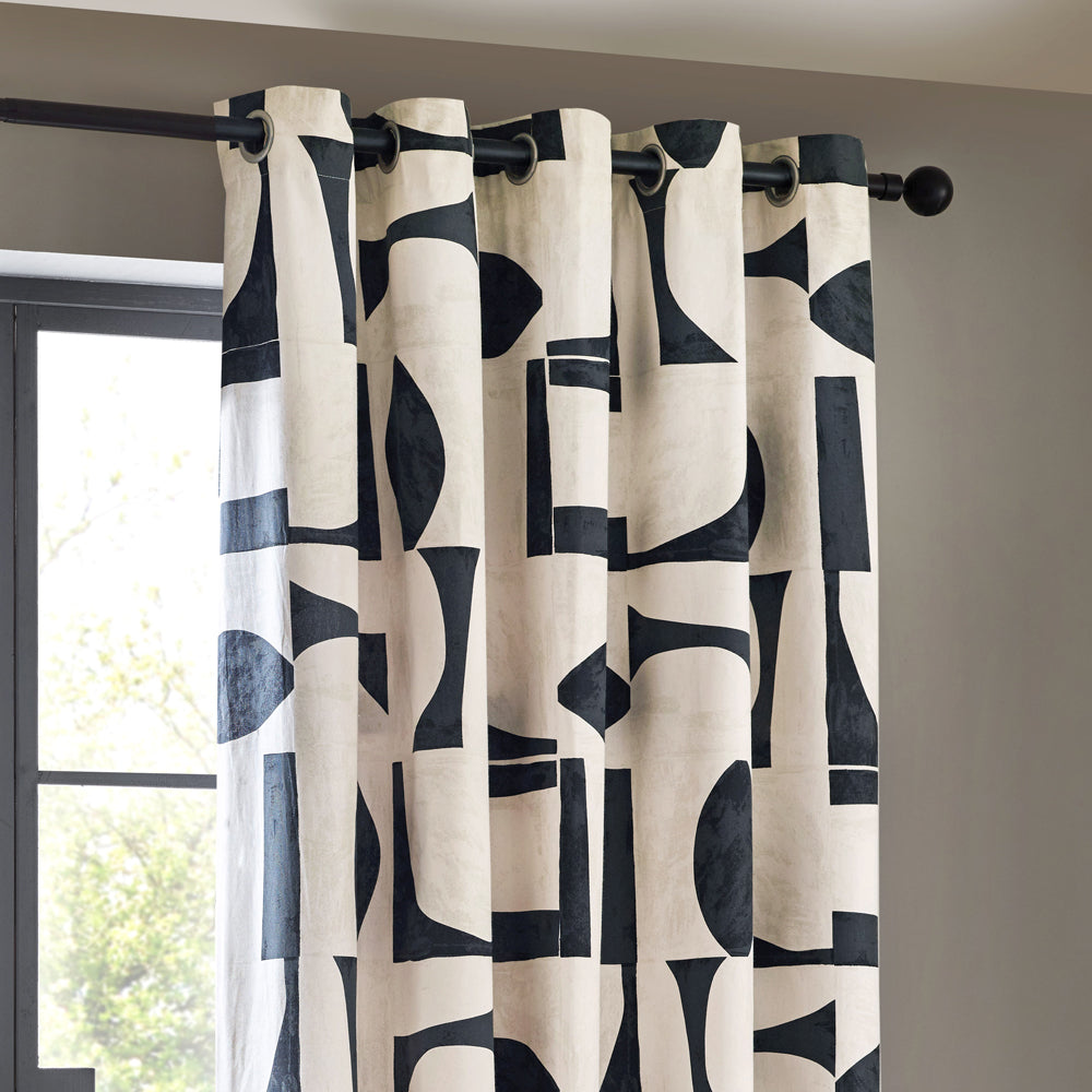Carro Abstract 100% Cotton Lined Curtains