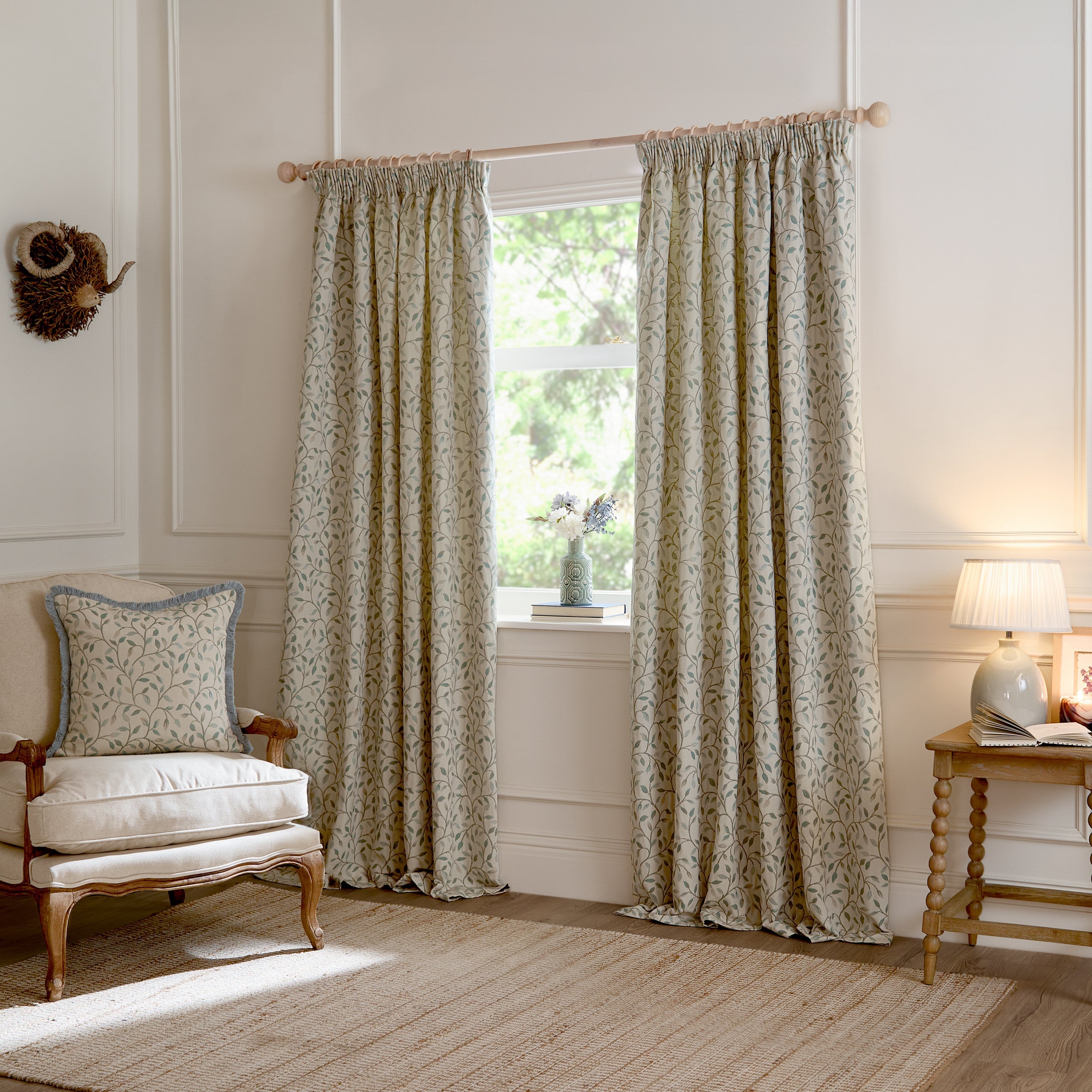 Cervino Jacquard Room Darkening Pencil Pleat Curtains