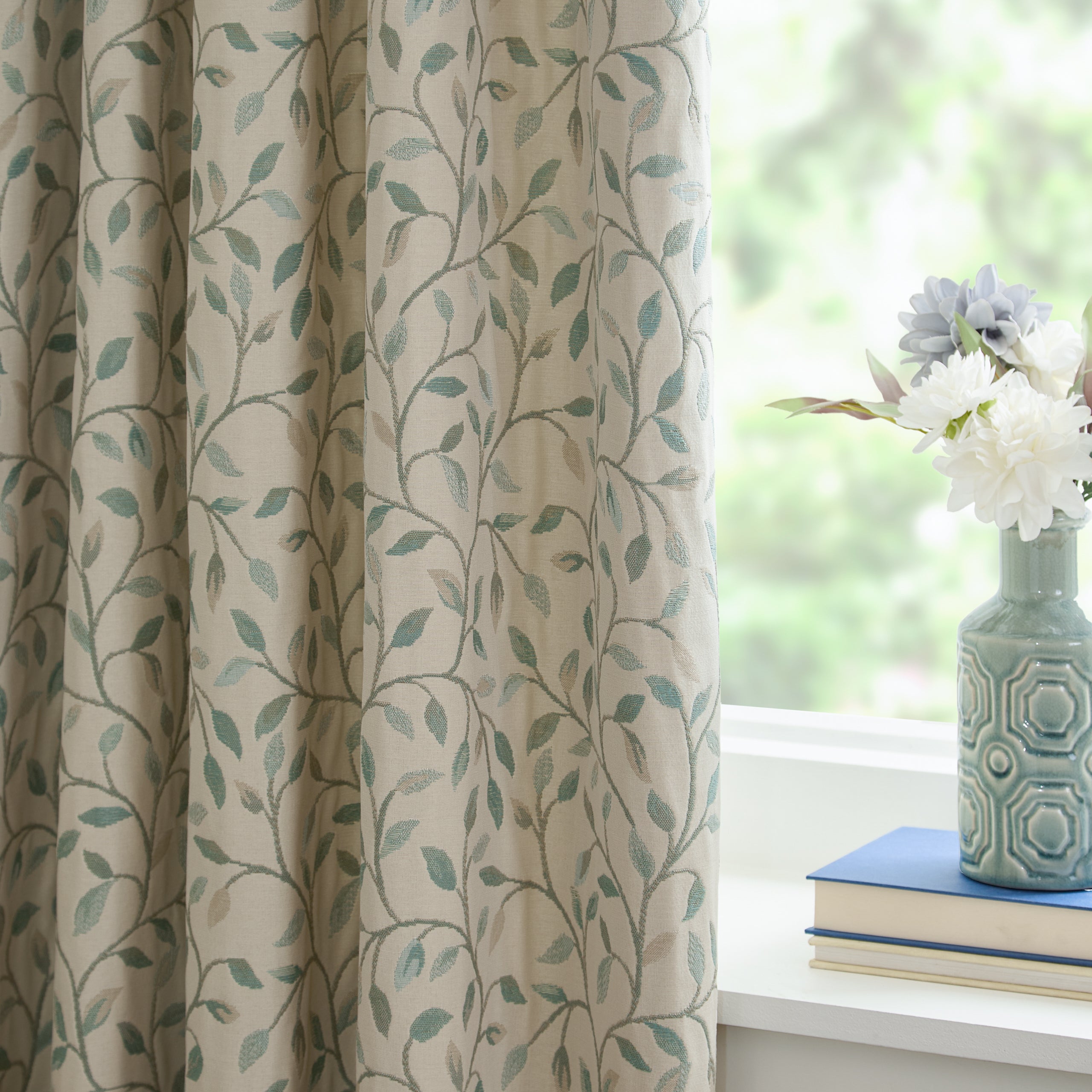 Cervino Jacquard Room Darkening Pencil Pleat Curtains