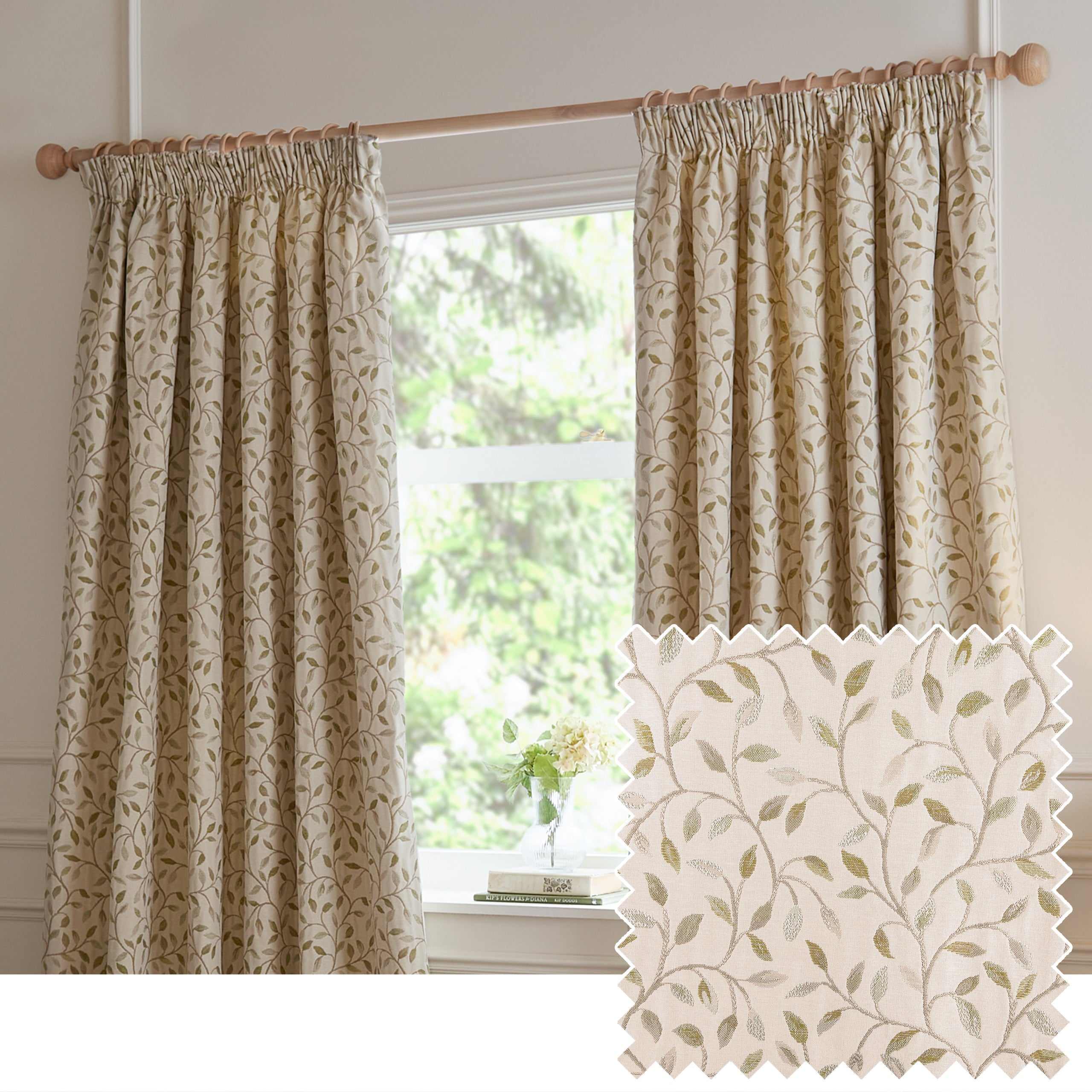 Cervino Jacquard Room Darkening Pencil Pleat Curtains