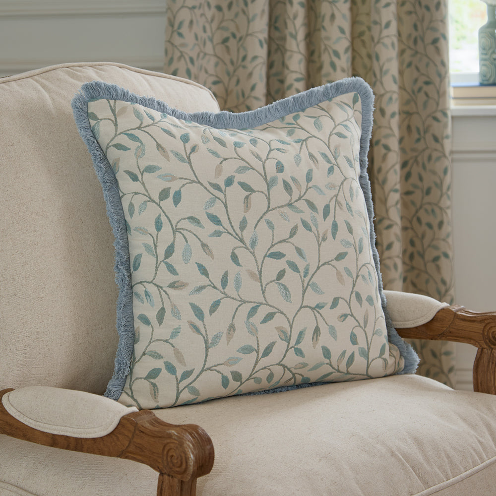 Cervino Fringed Jacquard Cushion Duck