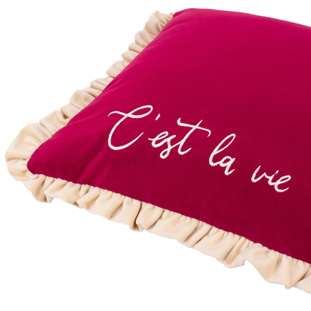 Cest La Vie Embroidered Cushion