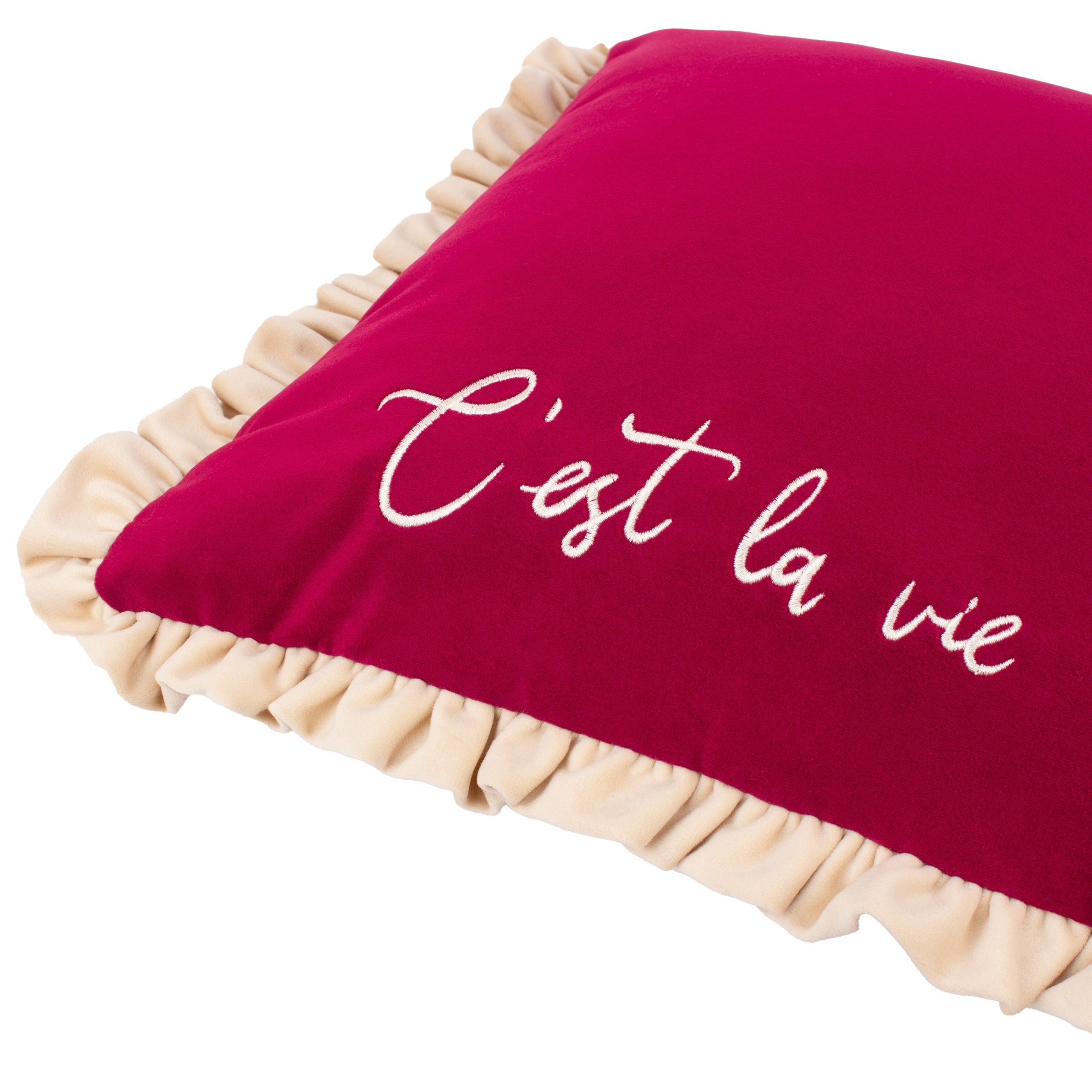 Cest La Vie Embroidered Cushion