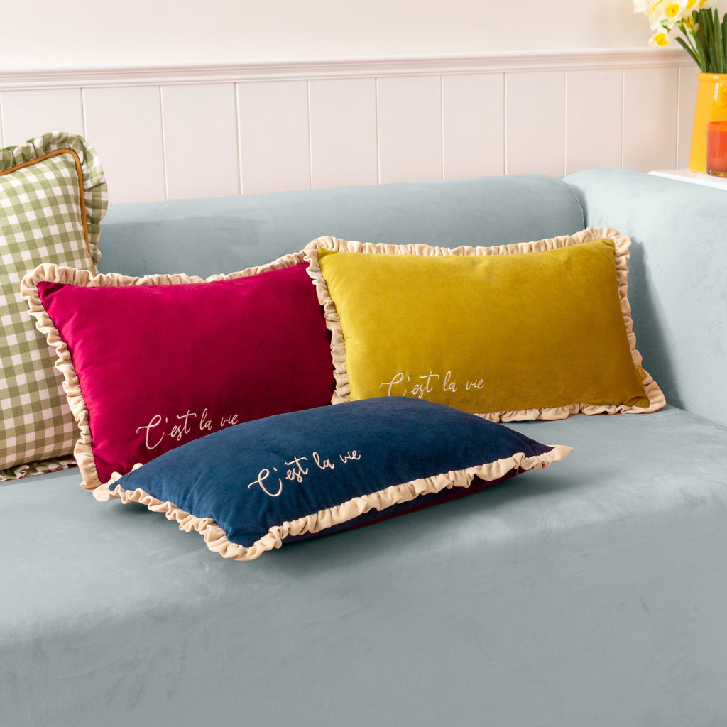 Cest La Vie Embroidered Cushion