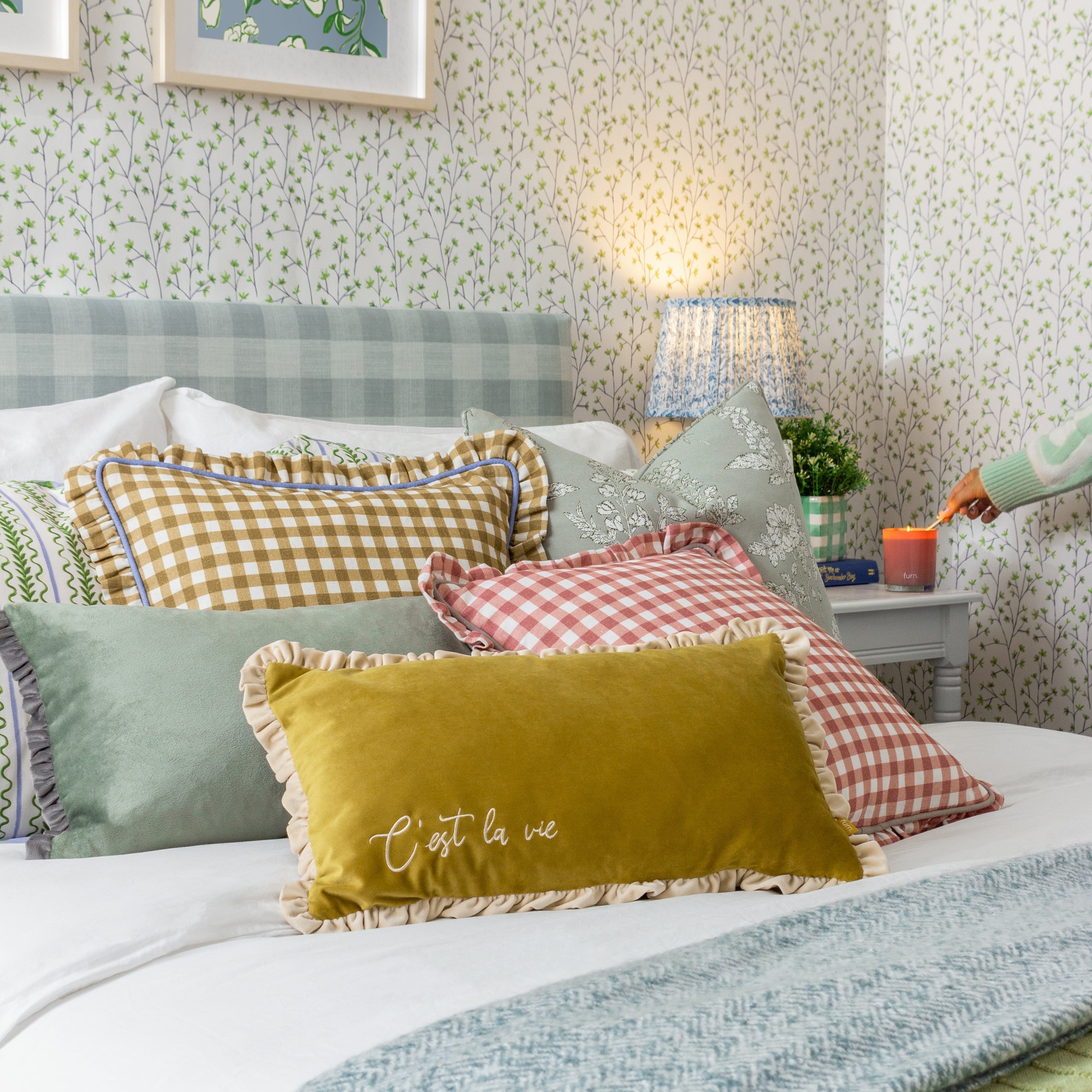 Cest La Vie Embroidered Cushion