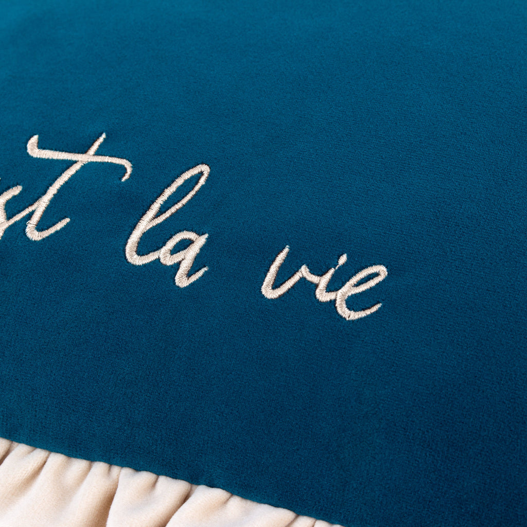 Cest La Vie Embroidered Cushion