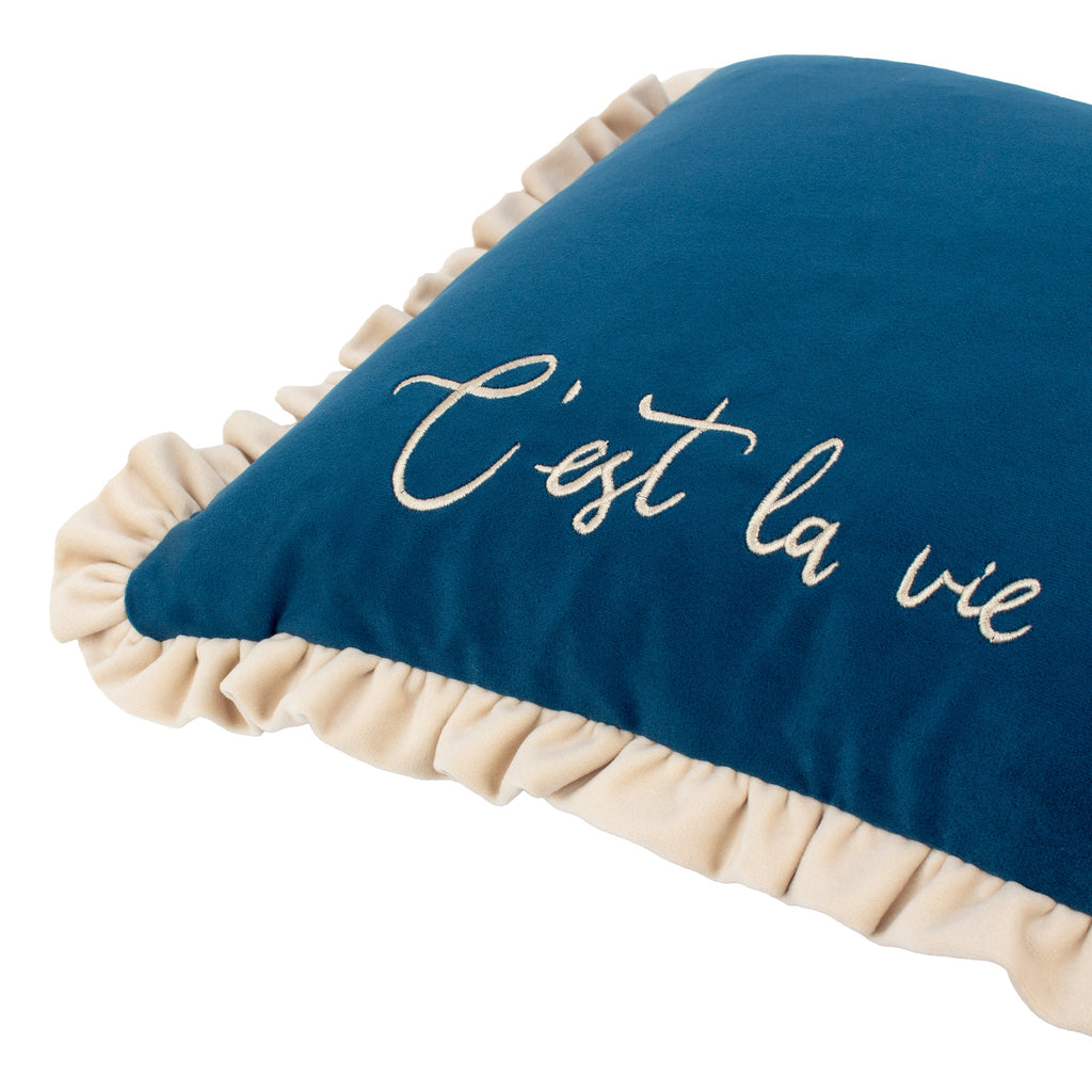 Cest La Vie Embroidered Cushion