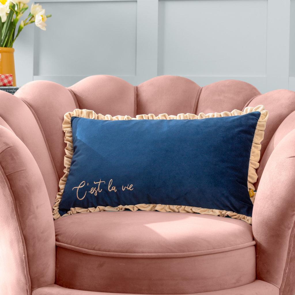 Cest La Vie Embroidered Cushion