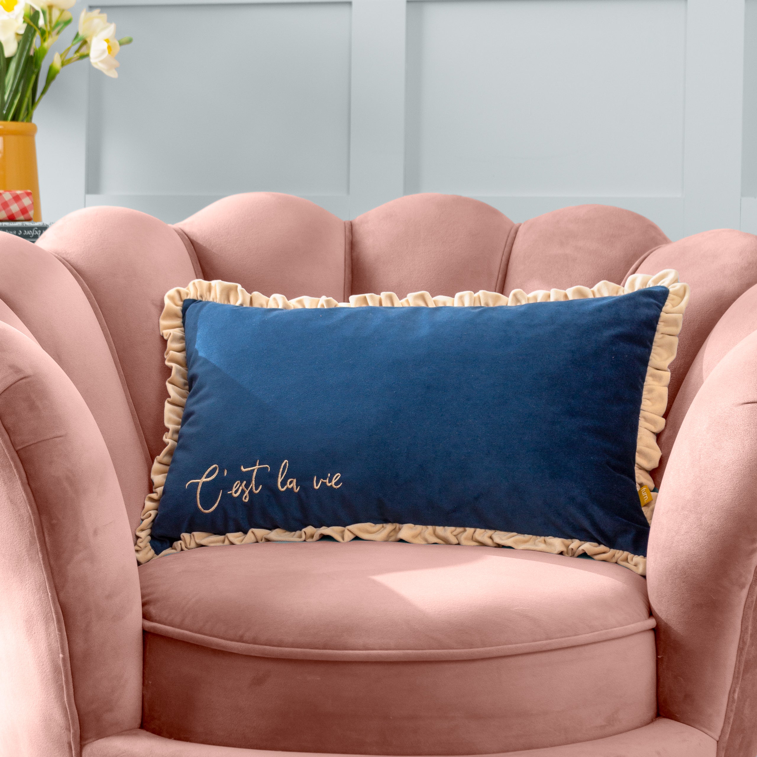 Cest La Vie Embroidered Cushion