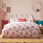 Cherry Gingham Printed Duvet Cover Set
