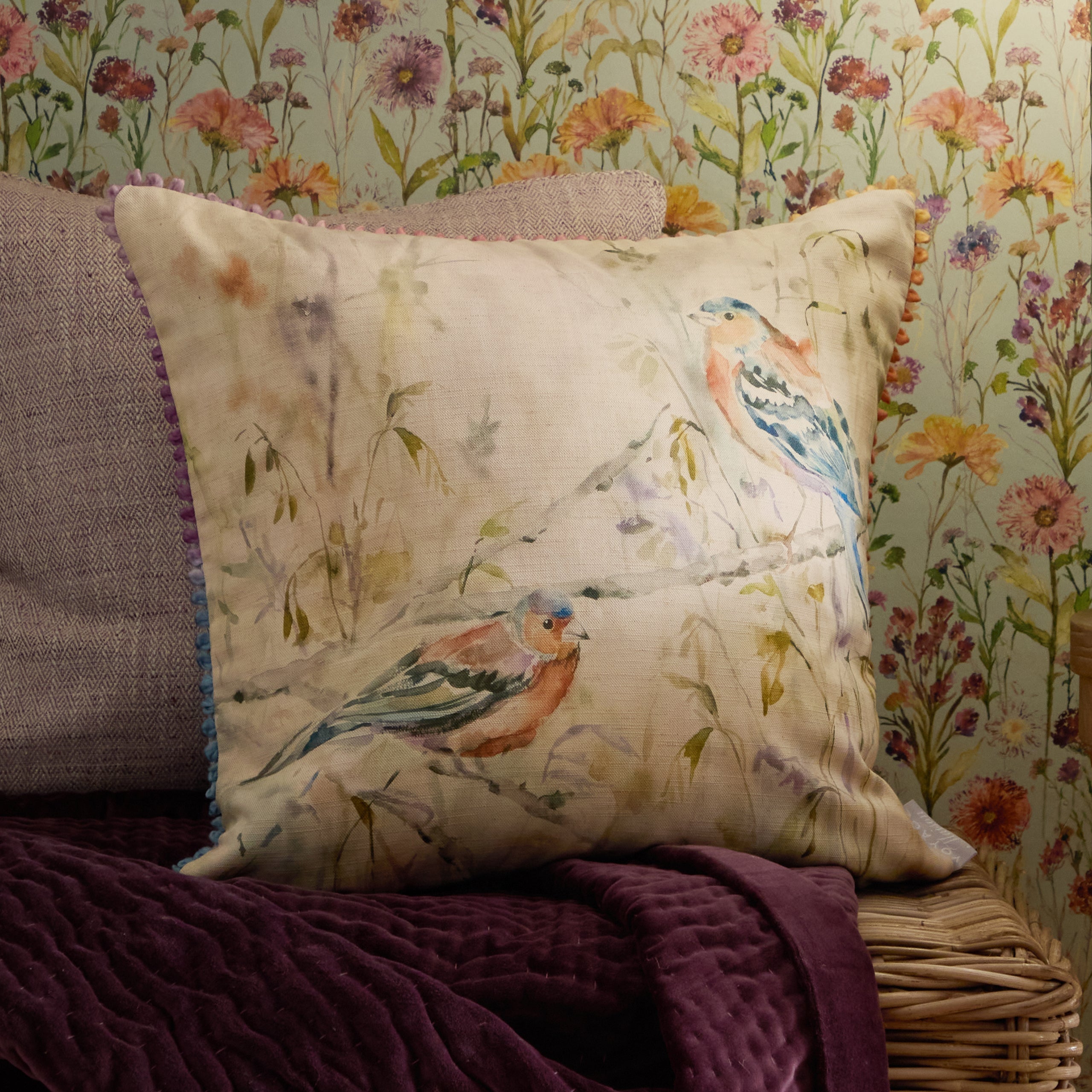 Chaffinch Printed Cushion
