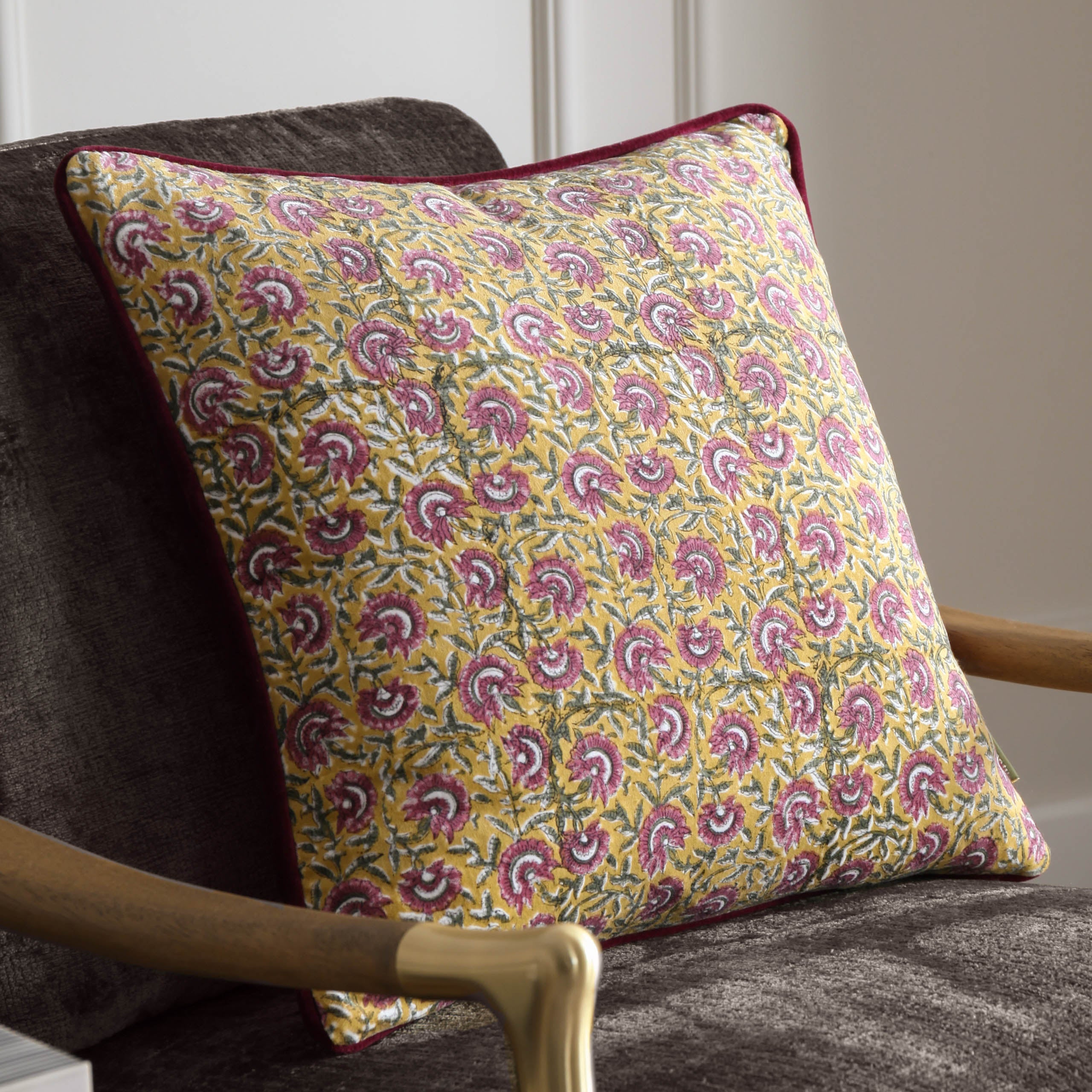 Chedworth Piped Velvet Cushion