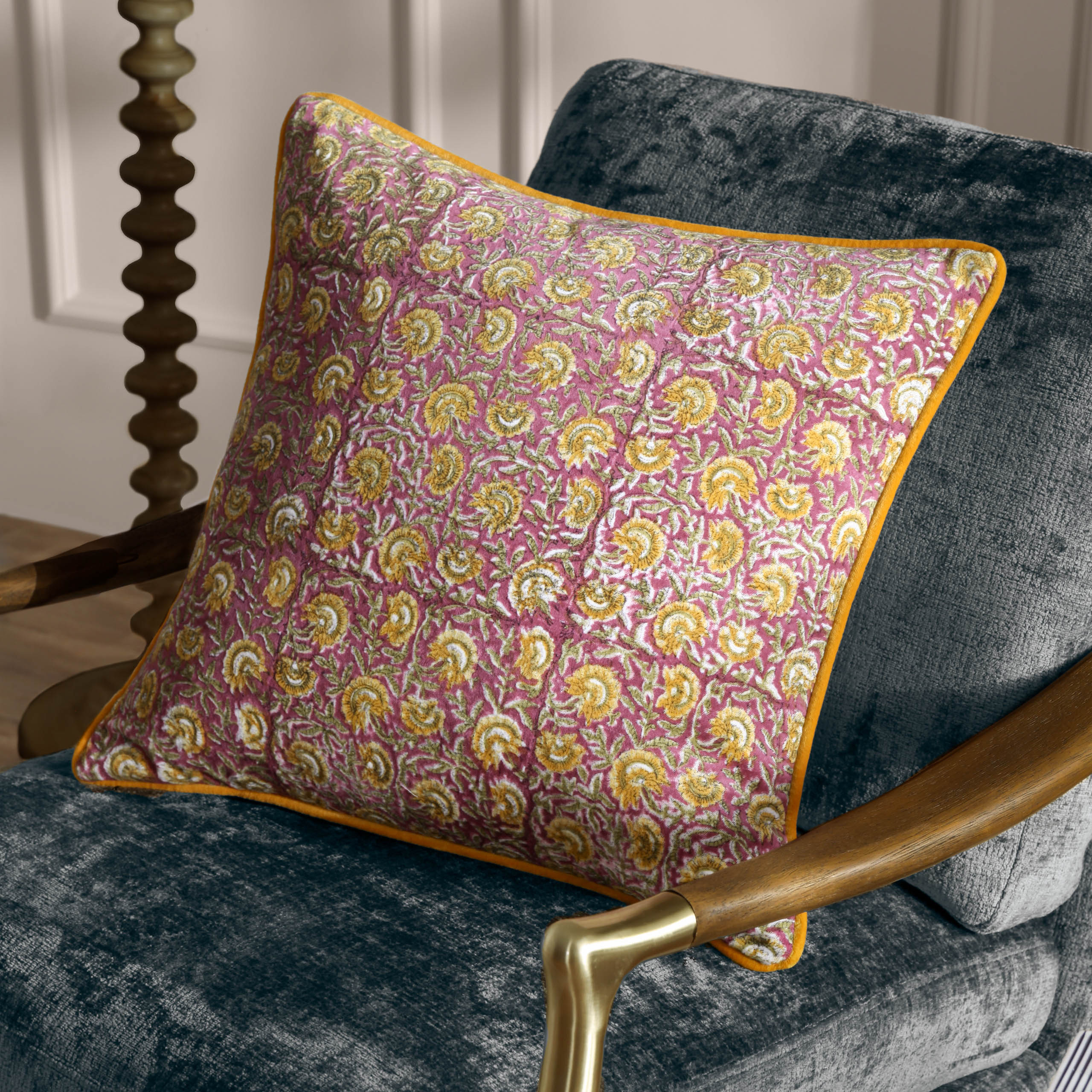 Chedworth Piped Velvet Cushion