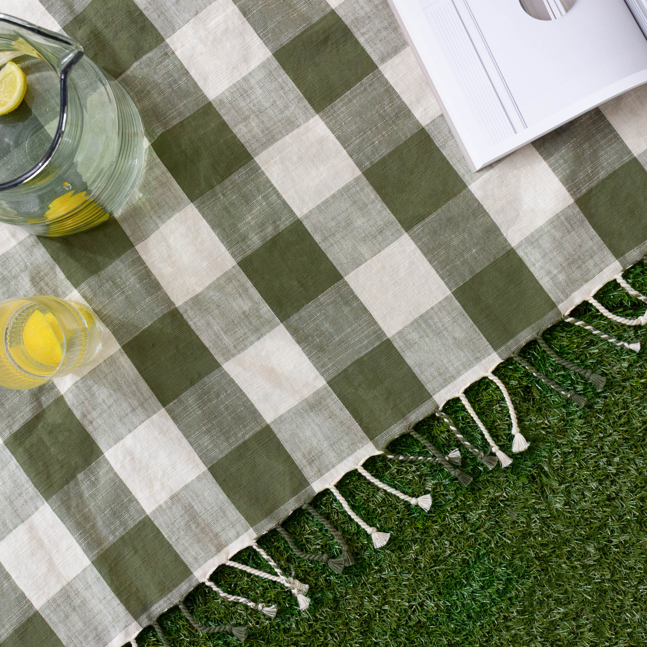 Chesil Check Tasselled 100% Cotton Throw