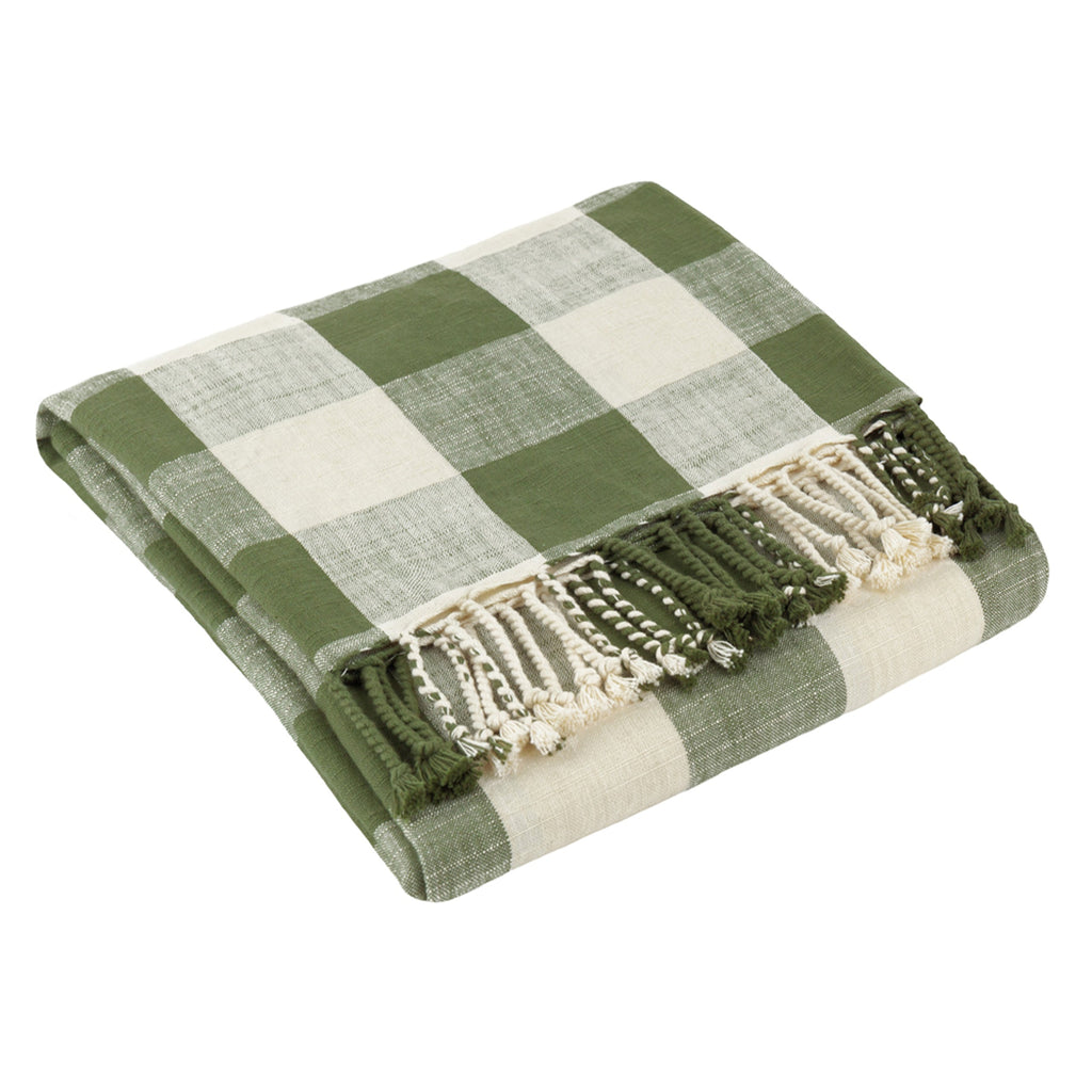 Chesil Check Tasselled 100% Cotton Throw