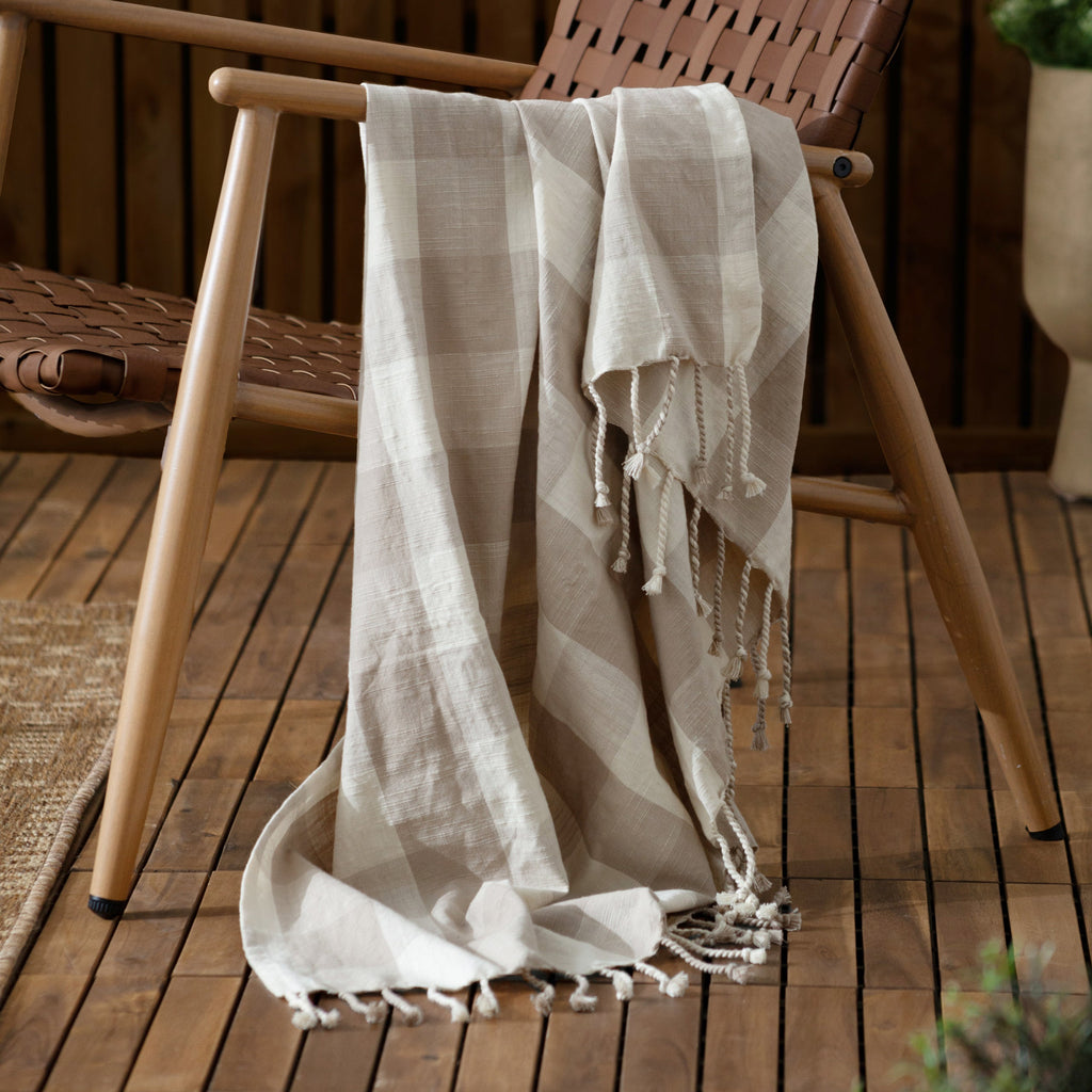Chesil Check Tasselled 100% Cotton Throw