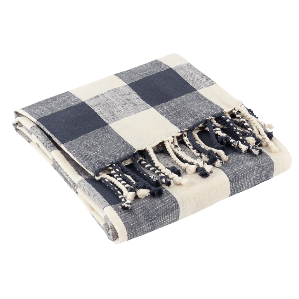 Chesil Check Tasselled 100% Cotton Throw