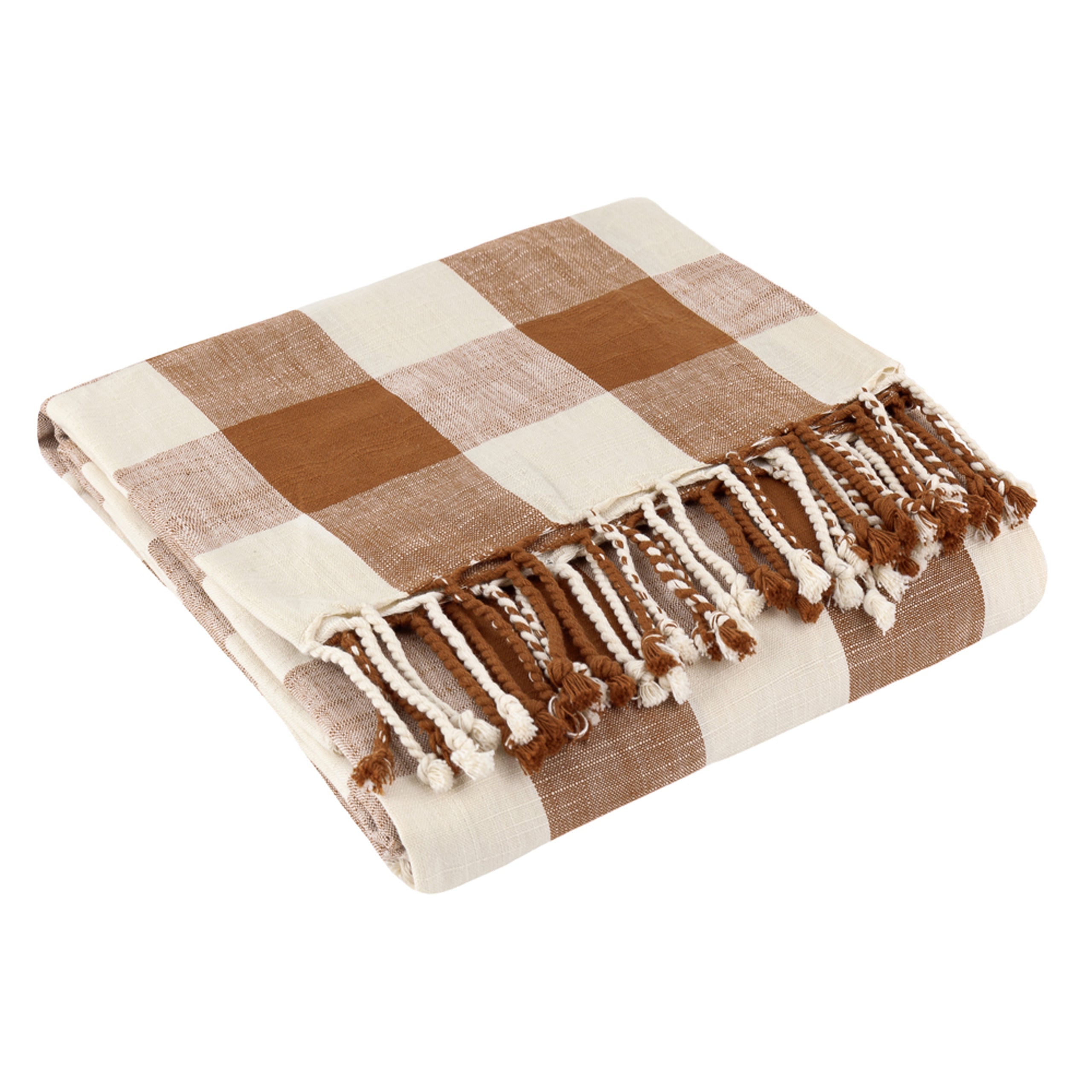 Chesil Check Tasselled 100% Cotton Throw