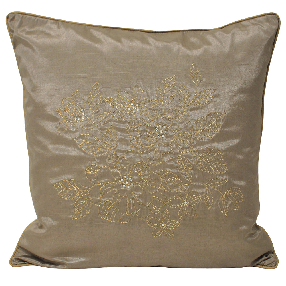 Chic Floral Embroidered Cushion