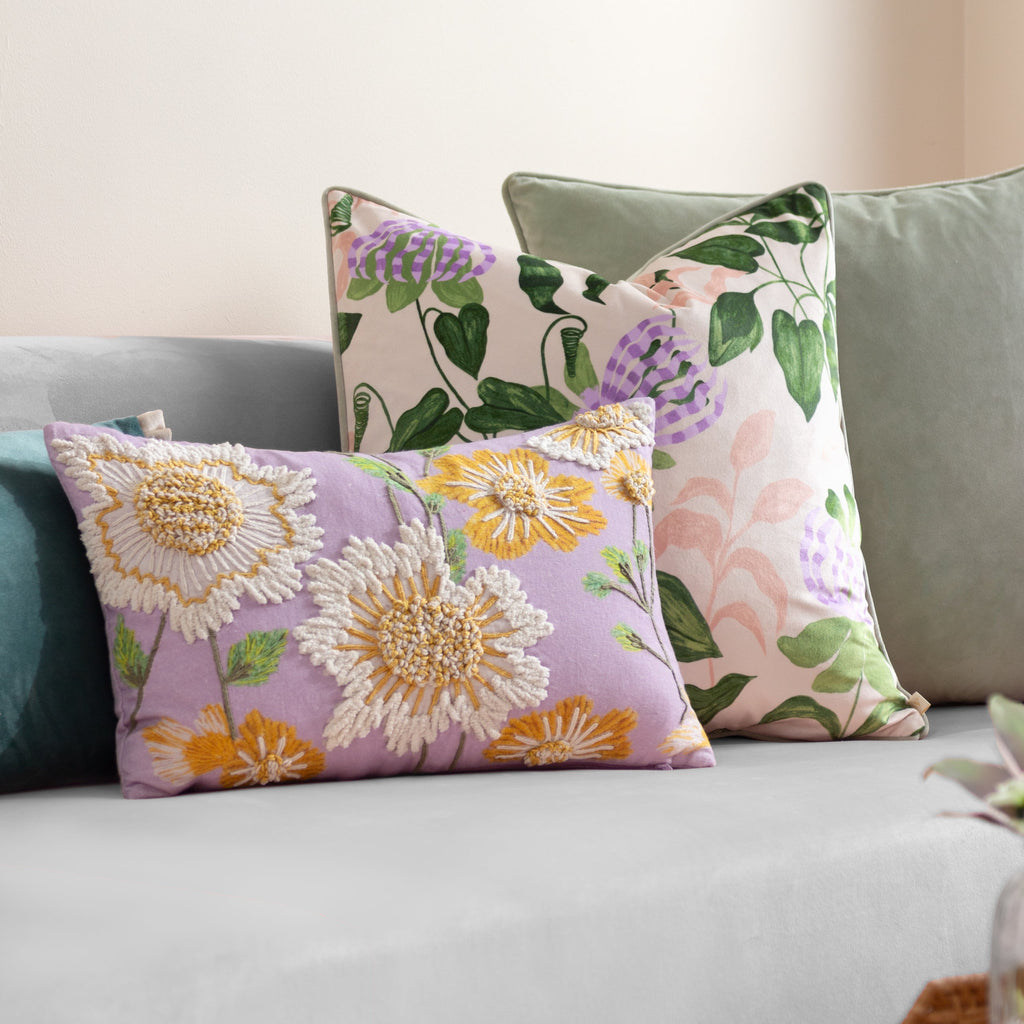 Chrysantha Floral Embroidered Cushion