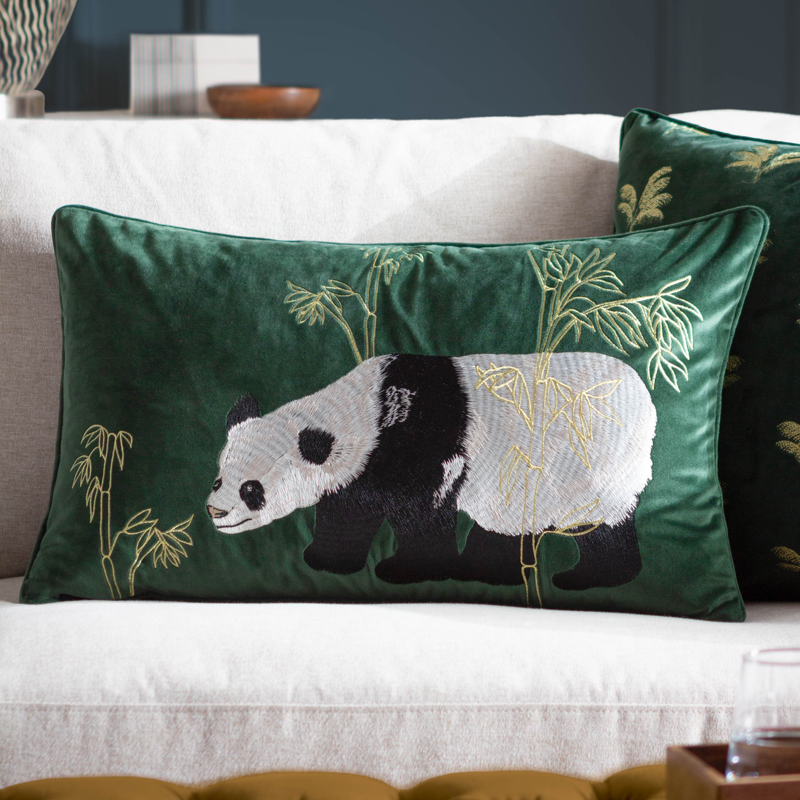 Chuan Tranquil Panda Velvet Cushion