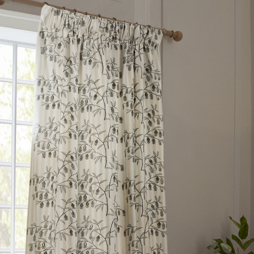 Chinese Lanterns Embroidered Pencil Pleat Curtains