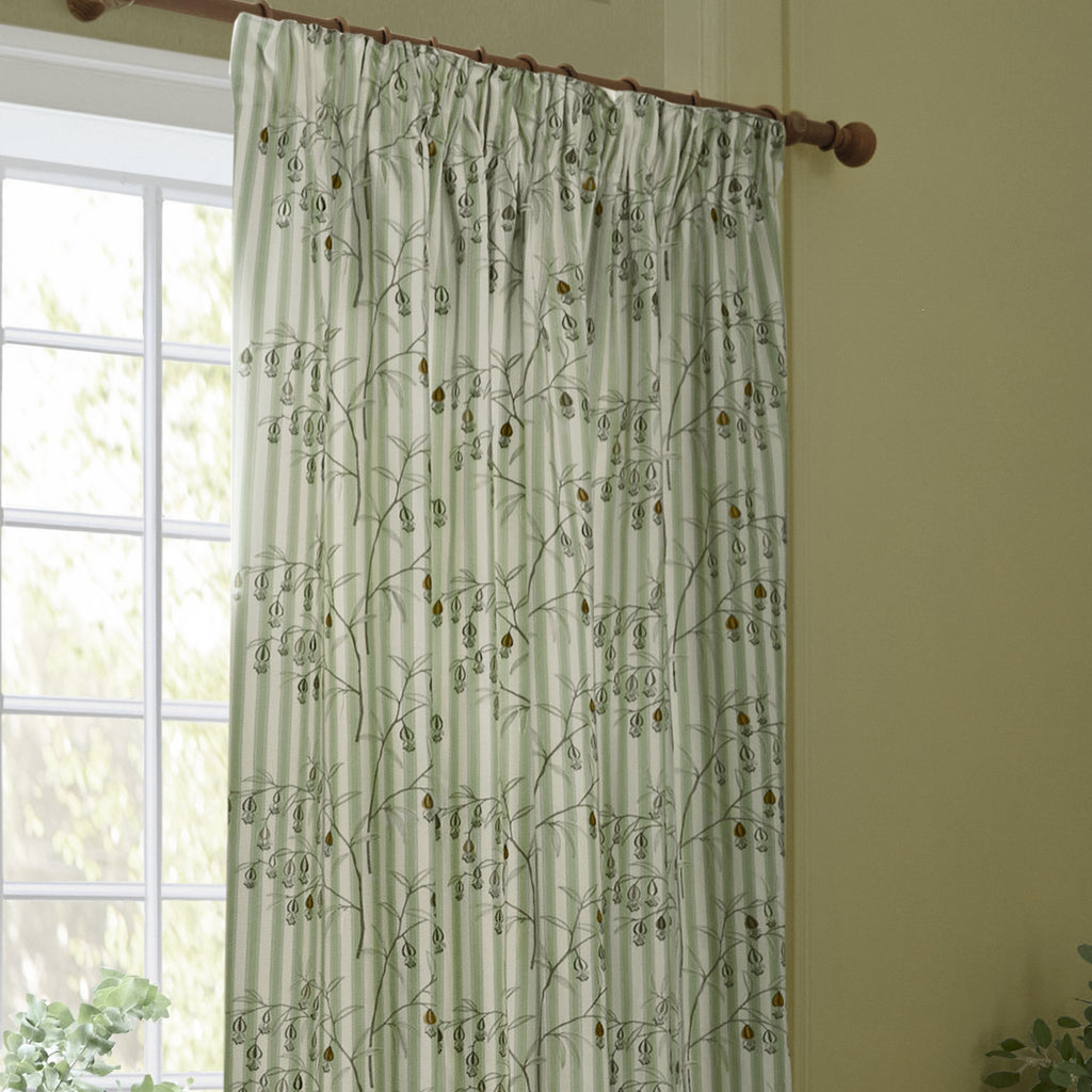 Chinese Lanterns Embroidered Pencil Pleat Curtains
