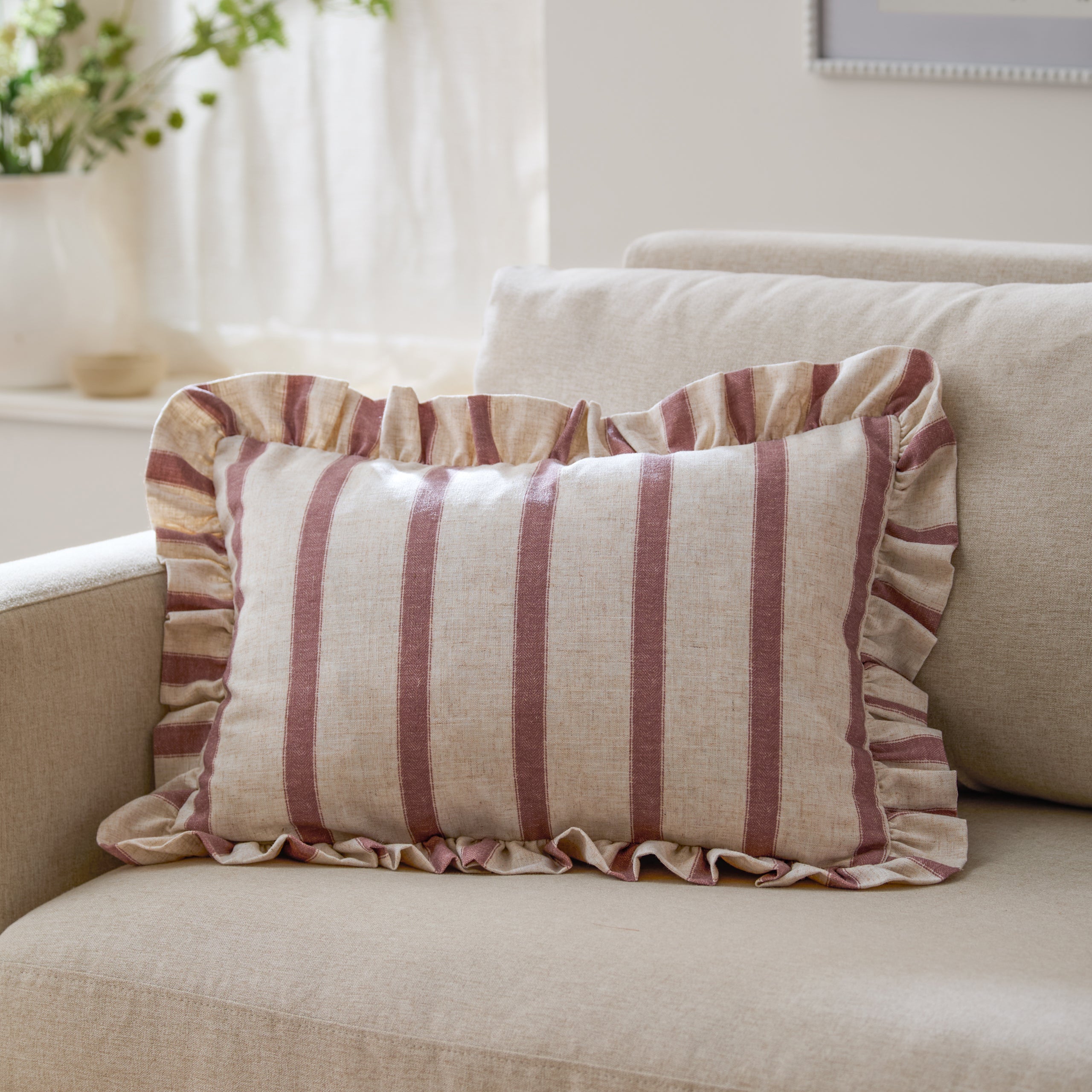 Connie Striped Ruffle Cushion