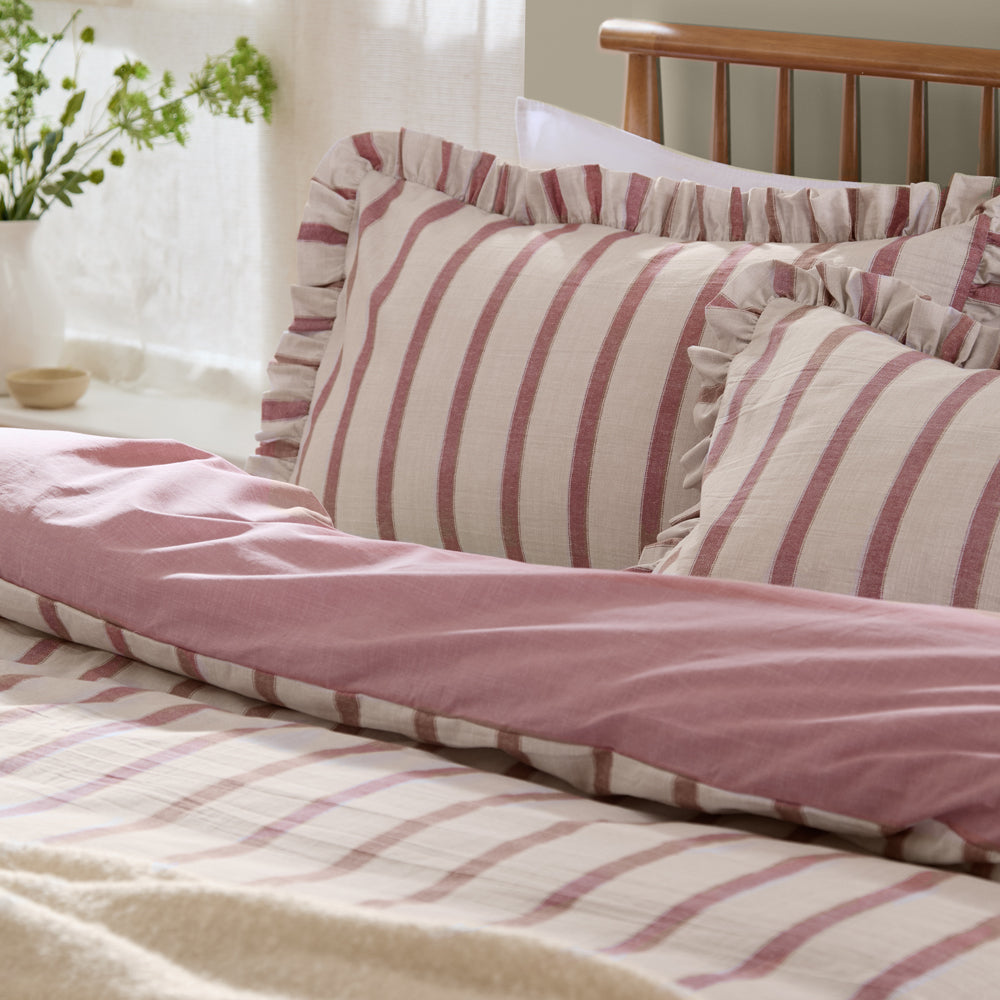 Connie Striped Ruffle Duvet Cover Set