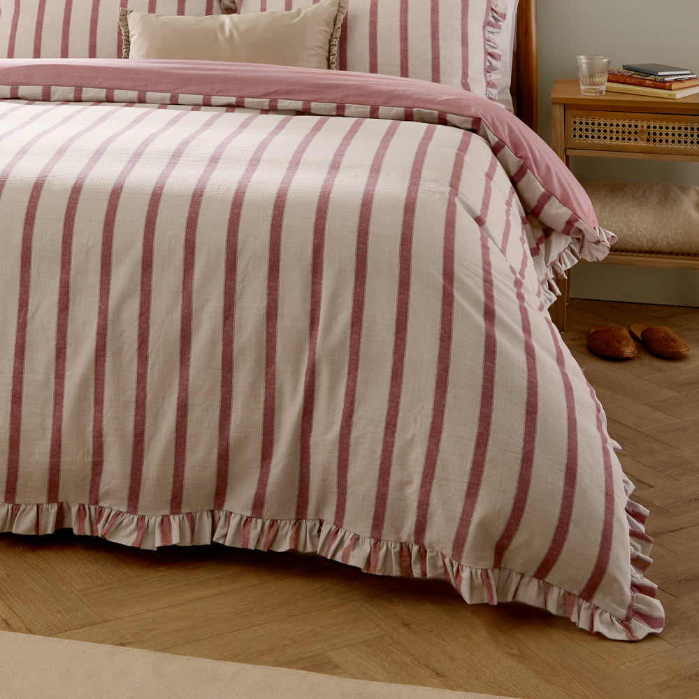 Connie Striped Ruffle Duvet Cover Set