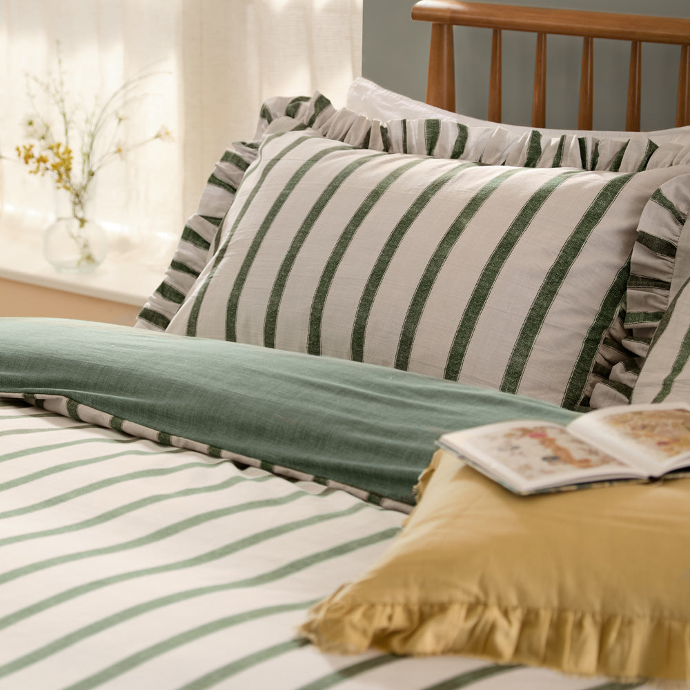 Connie Striped Ruffle Duvet Cover Set