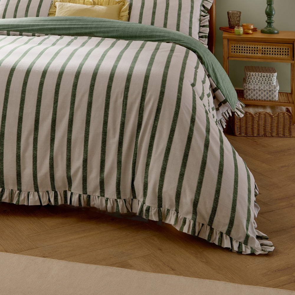 Connie Striped Ruffle Duvet Cover Set