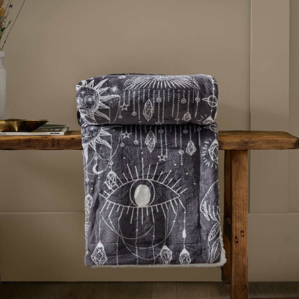 Constellation Printed Sherpa Fleece Throw