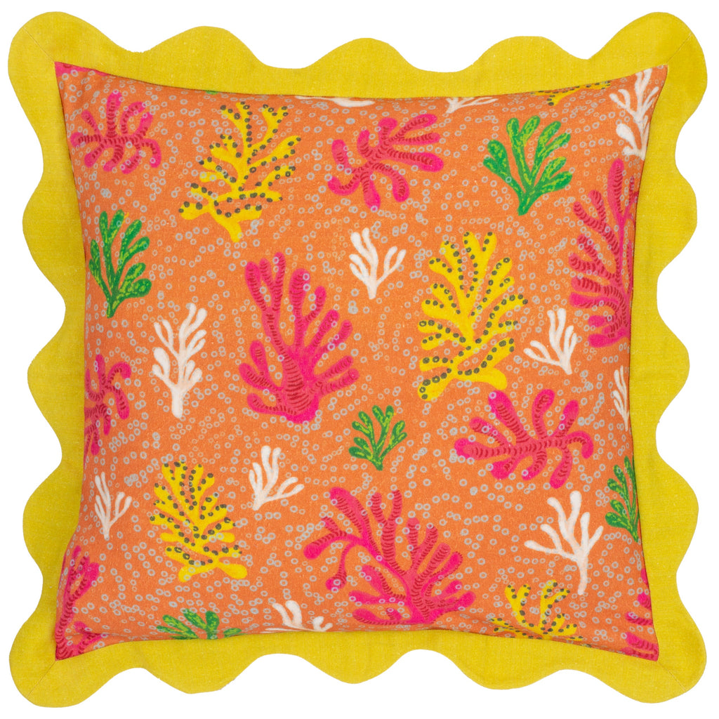 Coral Scalloped Cushion