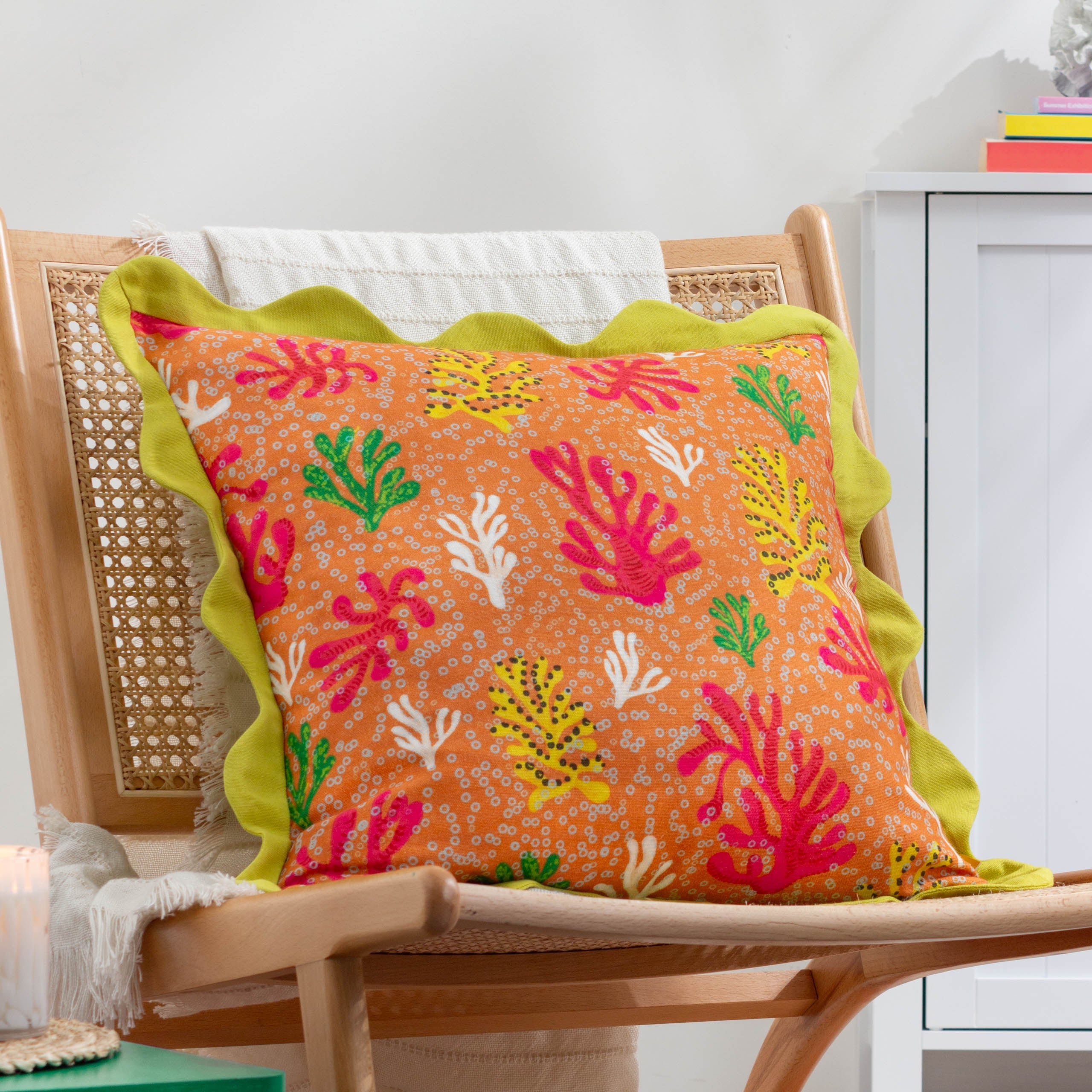 Coral Scalloped Cushion