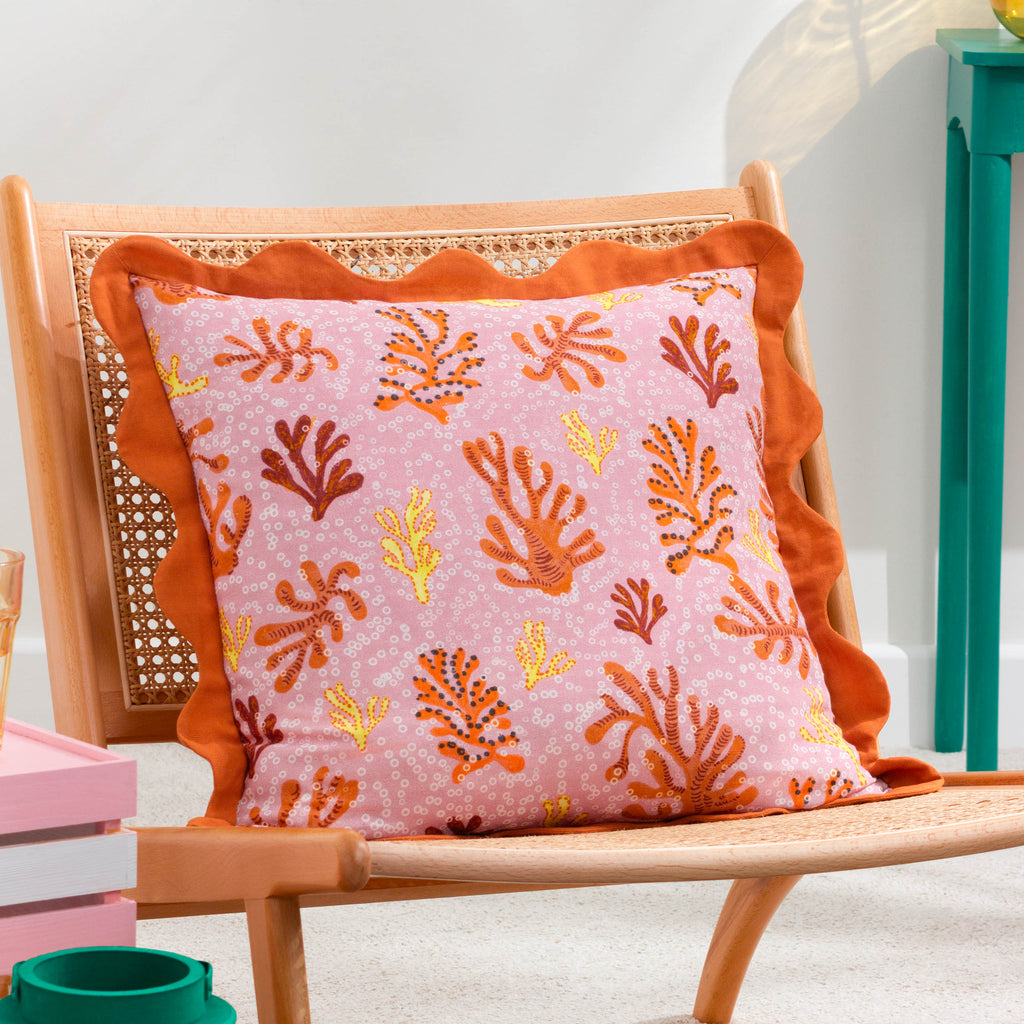 Coral Scalloped Cushion