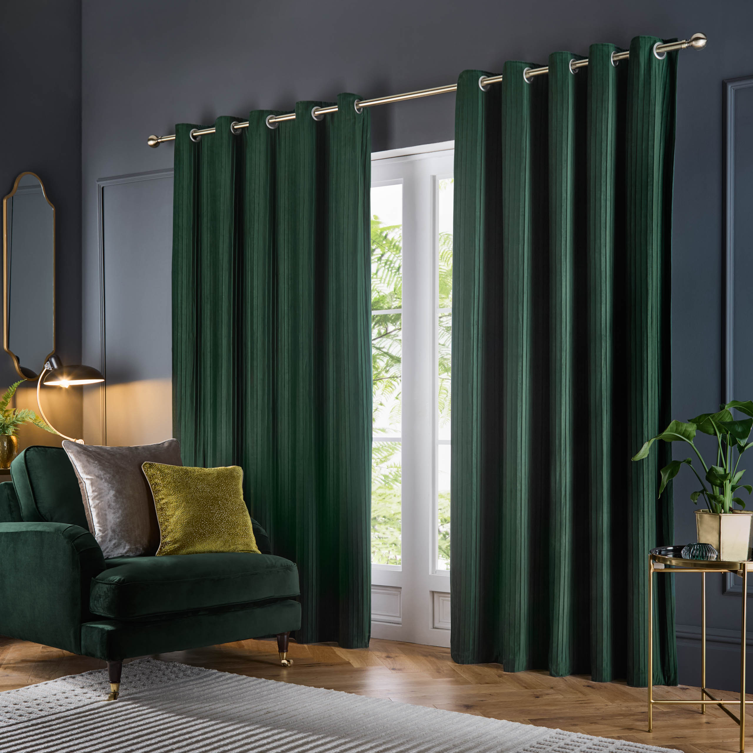 Corinthian Velvet Eyelet Curtains