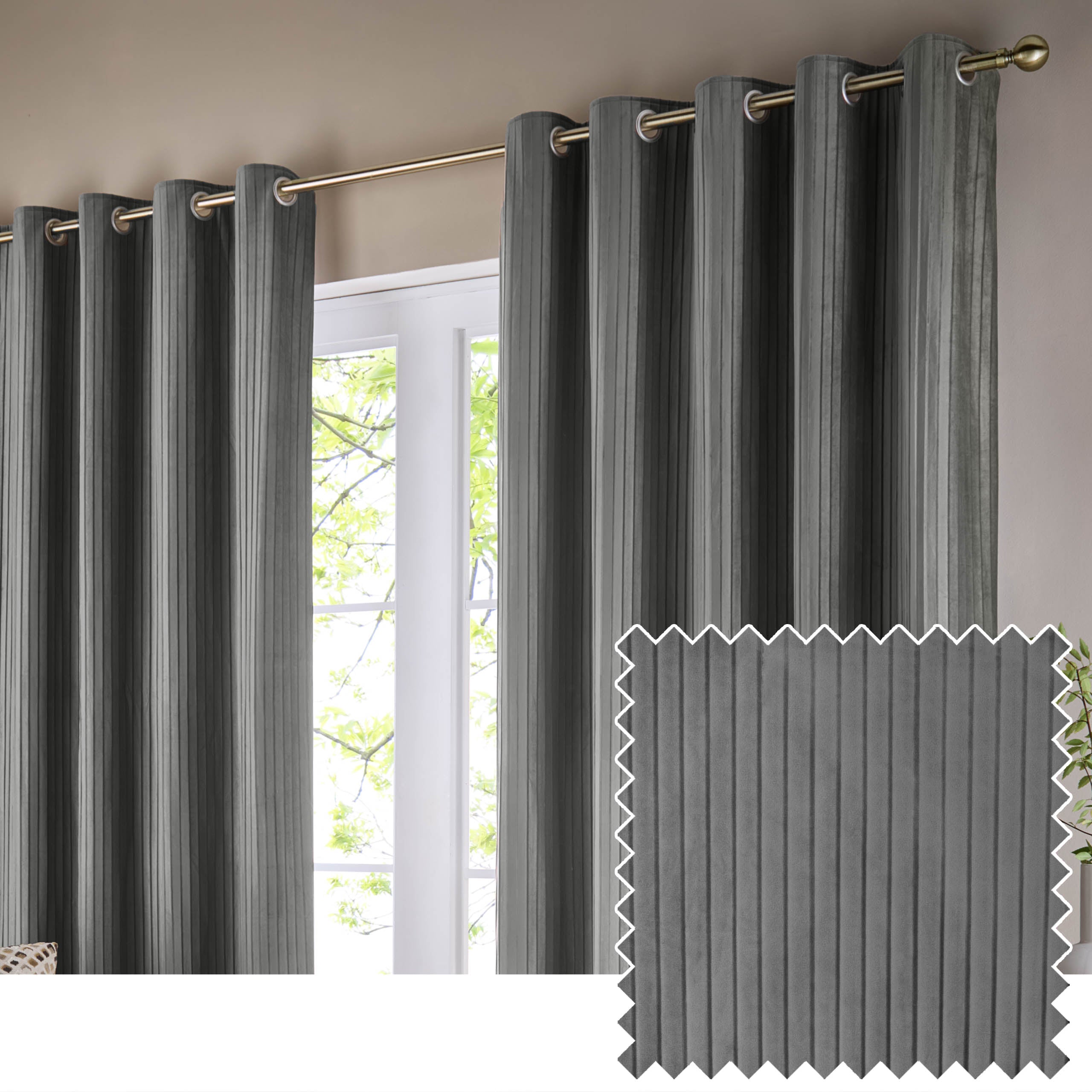 Corinthian Velvet Eyelet Curtains