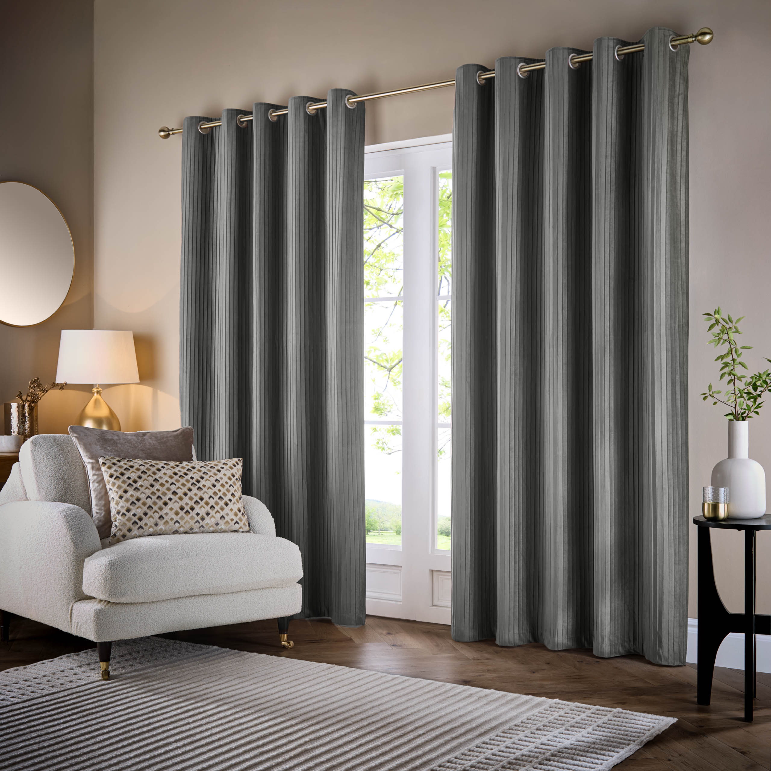 Corinthian Velvet Eyelet Curtains