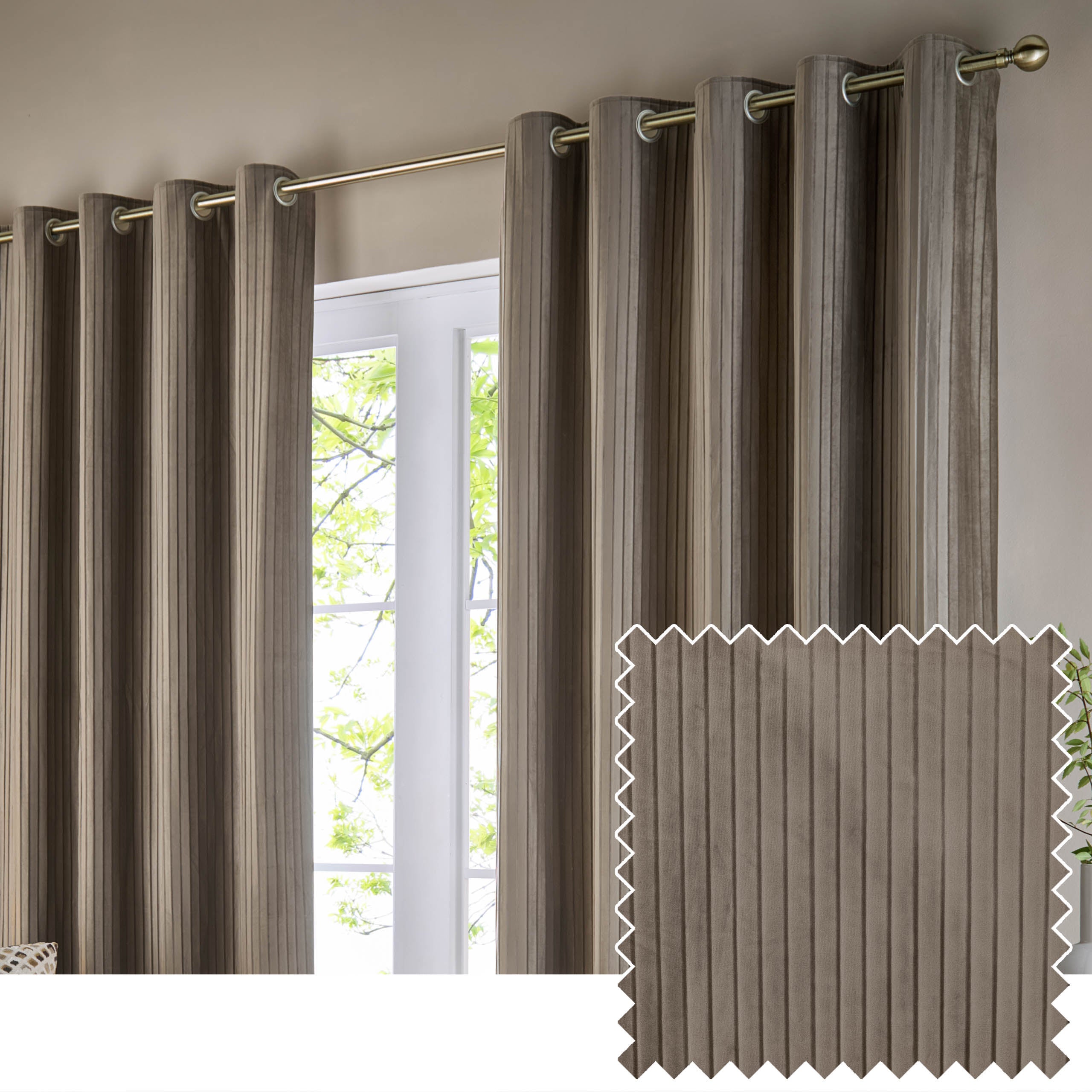 Corinthian Velvet Room Darkening Eyelet Curtains