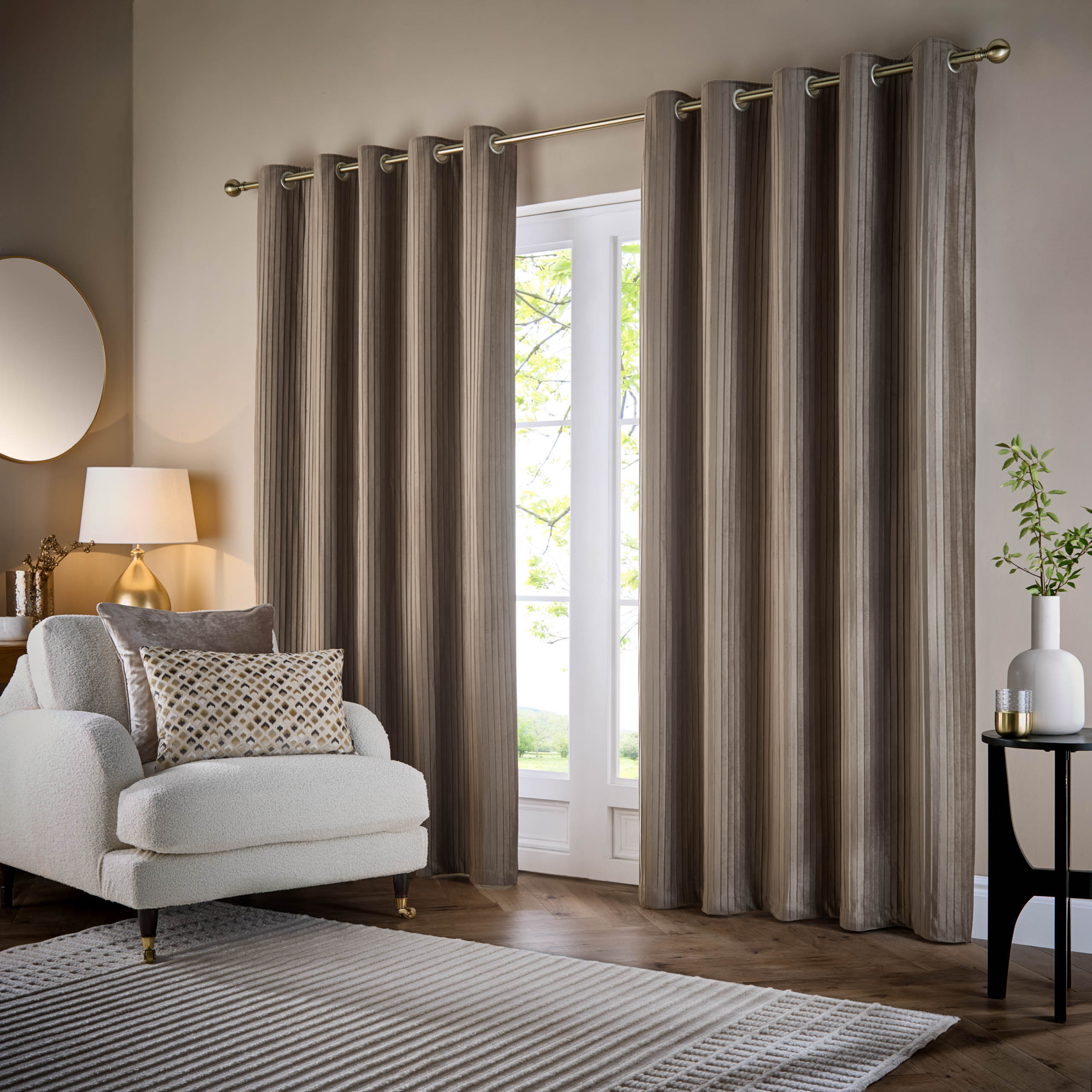 Corinthian Velvet Room Darkening Eyelet Curtains