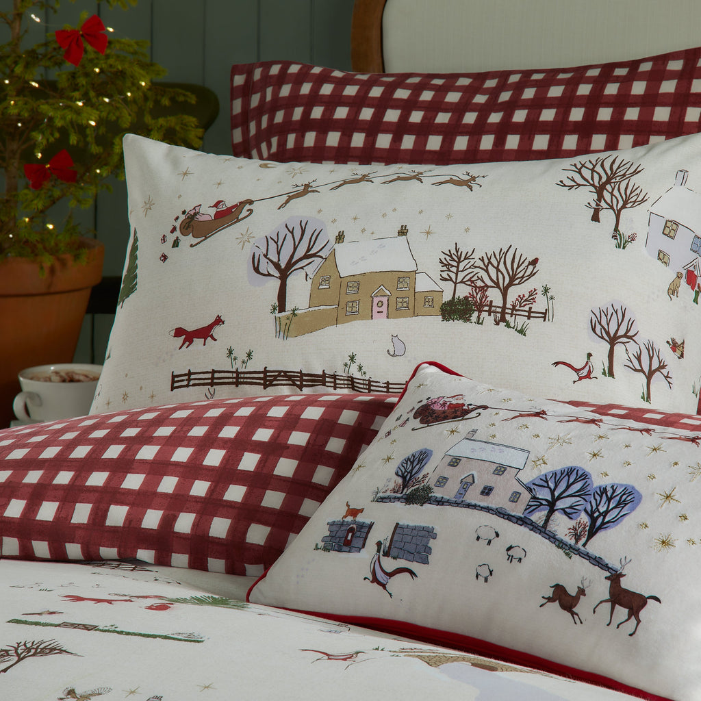 Cotswold Christmas Printed Reversible Duvet Cover Set
