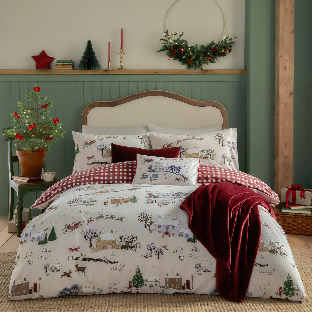 Cotswold Christmas Printed Reversible Duvet Cover Set