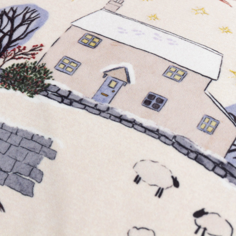 Cotswold Christmas Embroidered Velvet Cushion