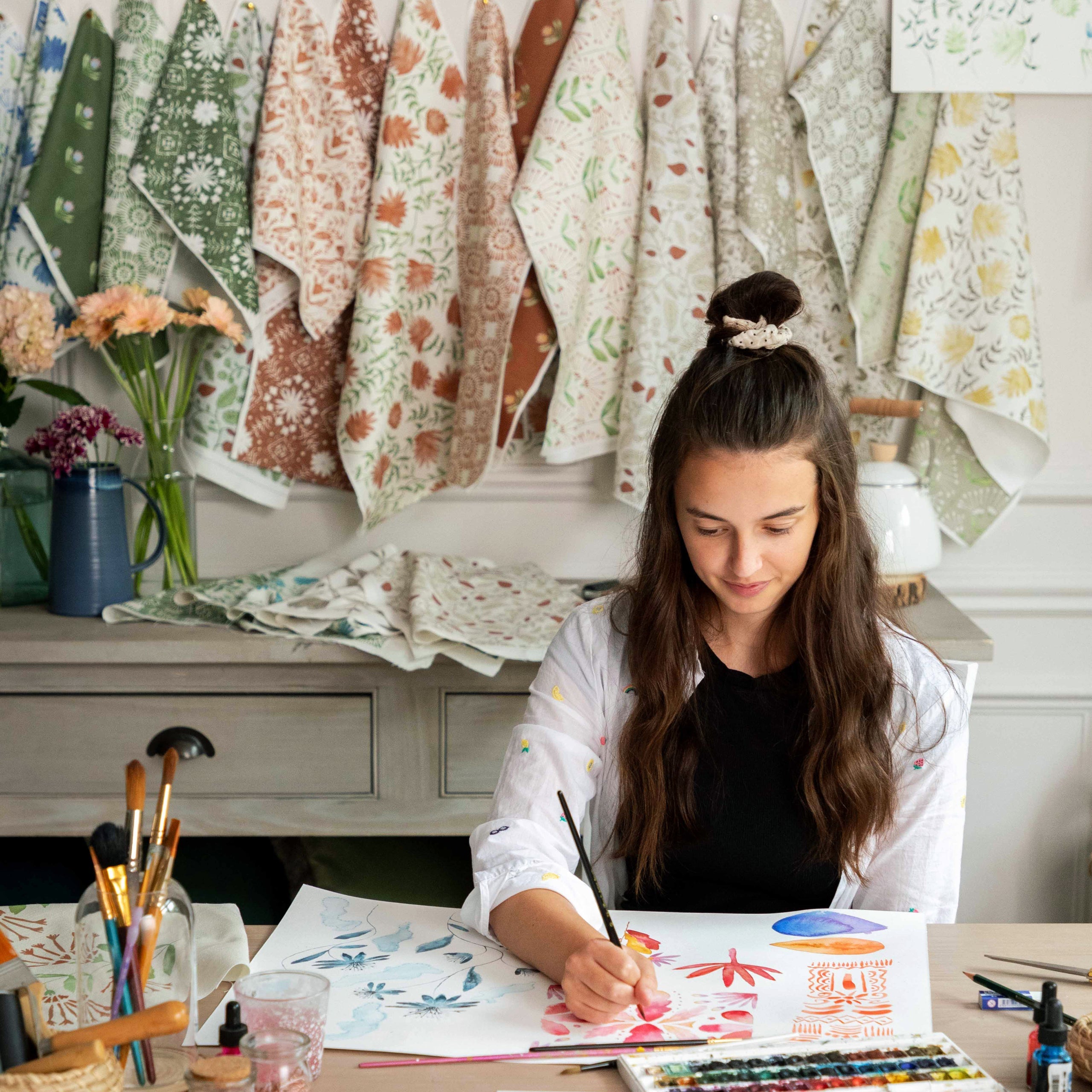 Country Folk Fabric Pattern