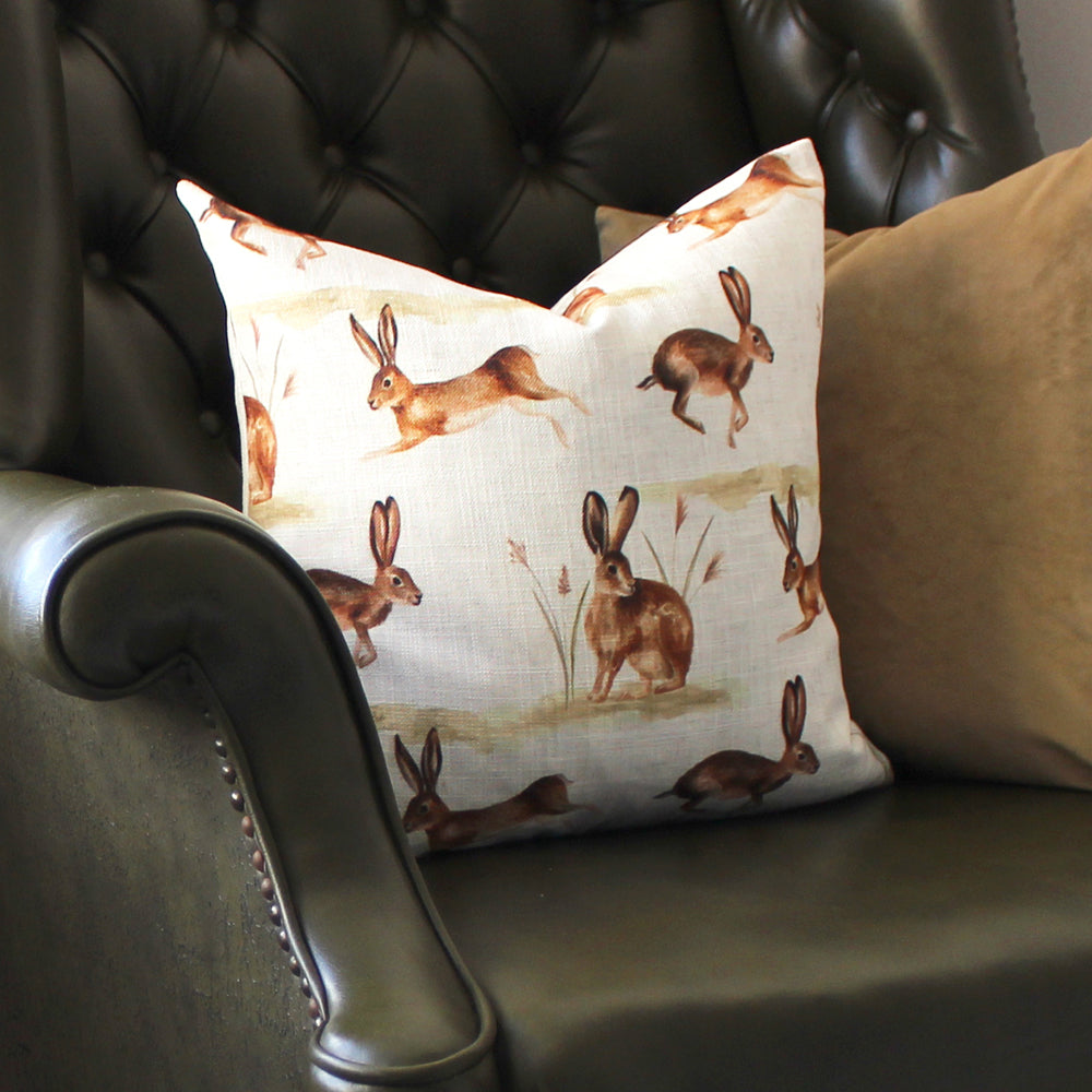 Country Running Hares Cushion