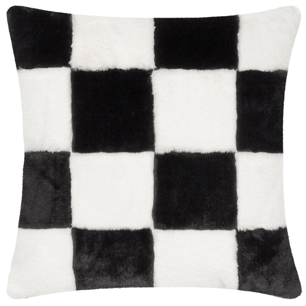 Cozee Check Faux Fur Cushion